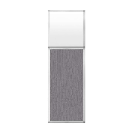 Versare Hush Panel Configurable Cubicle Partition 2' x 6' W/ Window Slate Fabric Frosted Window 1852219-3